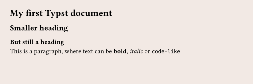 Document with three heading levels and a paragraph showing bold, italic, and code-styled text