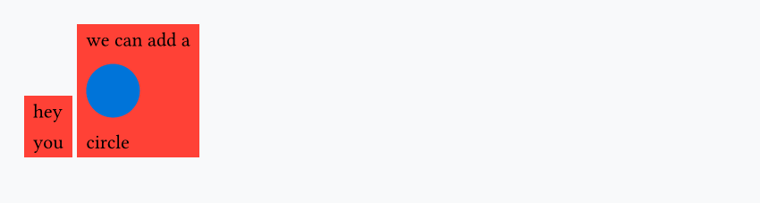 Two red boxes stacking text, with the second one including a blue circle between words