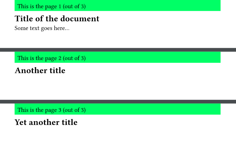 Three-page document with a lime header bar showing the current page number out of 3