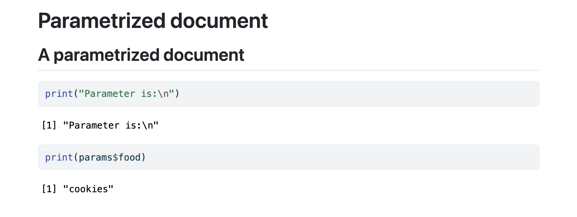 Parameterized rendering example